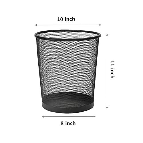 Office Black Mesh Trash Cans, 10-Pack 4 Gal Mesh Office Trash Cans