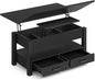 Coffee Table Lift Top, Multi-Function Convertible Coffee Table with Drawers and Hidden Compartment, Converts to Dining Table for Living Room, Home Office,Black