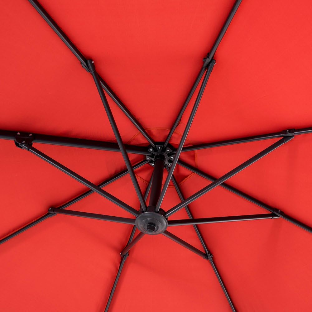10FT Offset Patio Umbrella Cantilever Hanging Umbrella w/ Crank & 360° Rotation