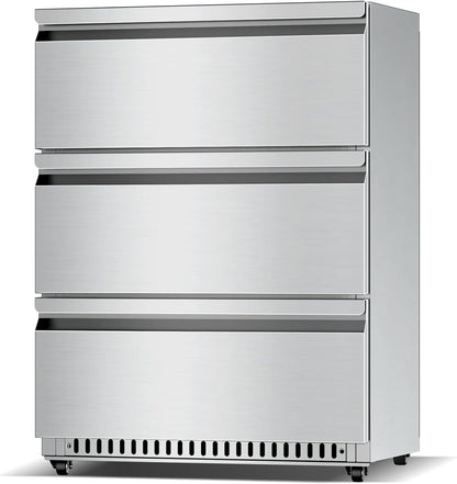 3-Drawer Stainless Steel Outdoor Under Counter Beverage Refrigerator Fridge