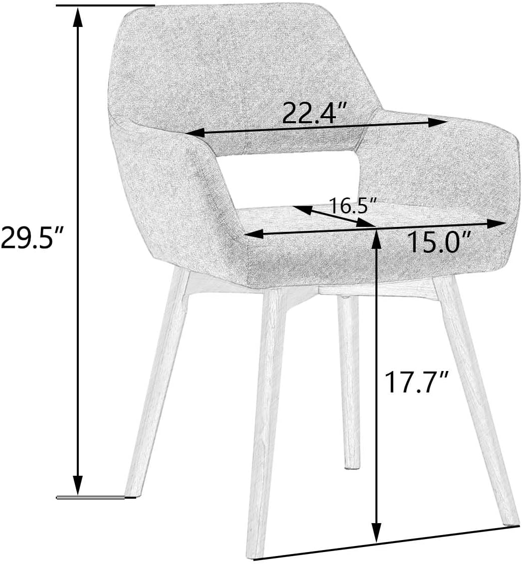 Mid Century Modern Dining Chairs Set of 2 & 4 & 6 Comfy Accent Chair Upholstered Kitchen Dining Living Room Chairs for Bedrooms Waiting Room Home Arm Desk Chair No Wheels (Blue, 2)