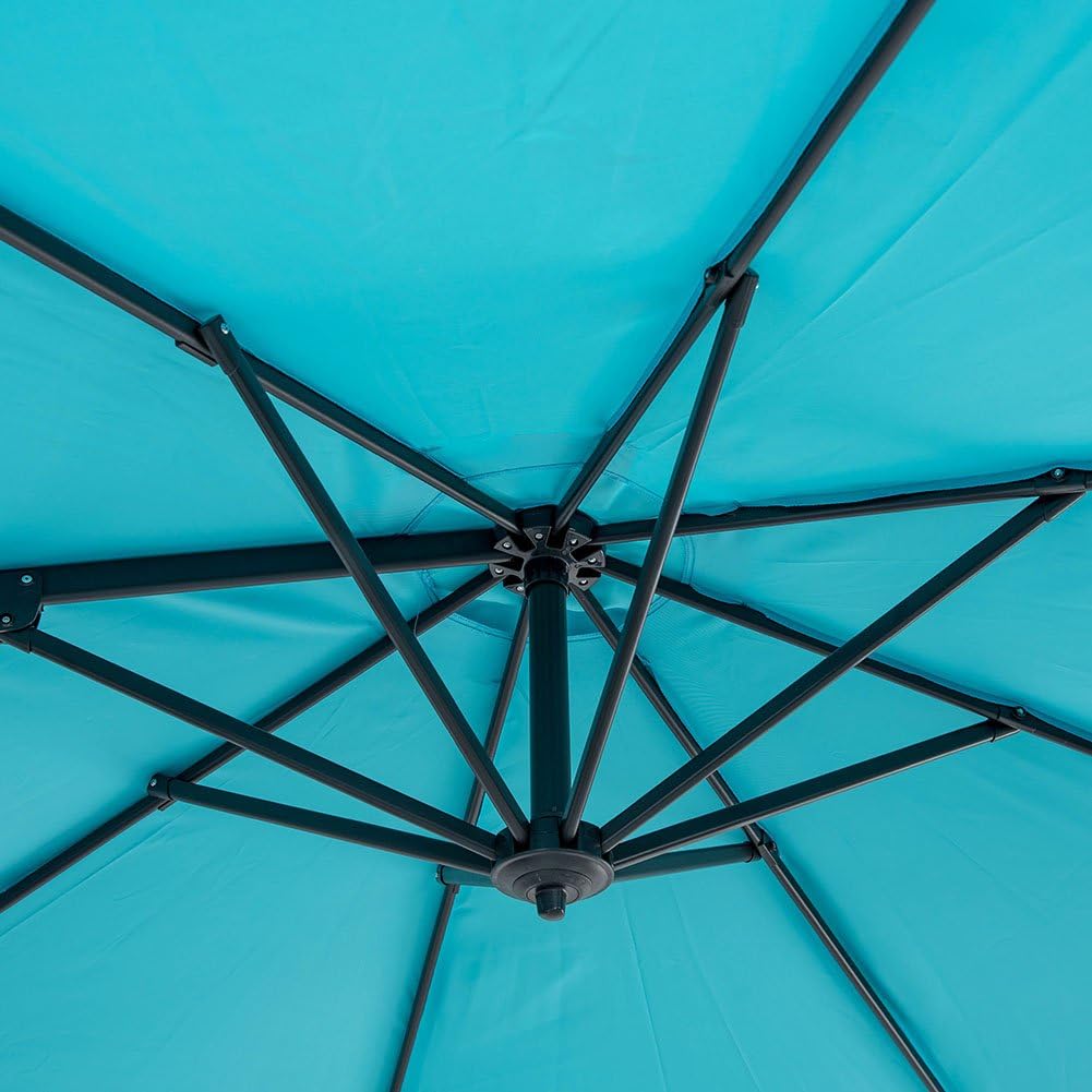 10FT Offset Patio Umbrella Cantilever Hanging Umbrella w/ Crank & 360° Rotation