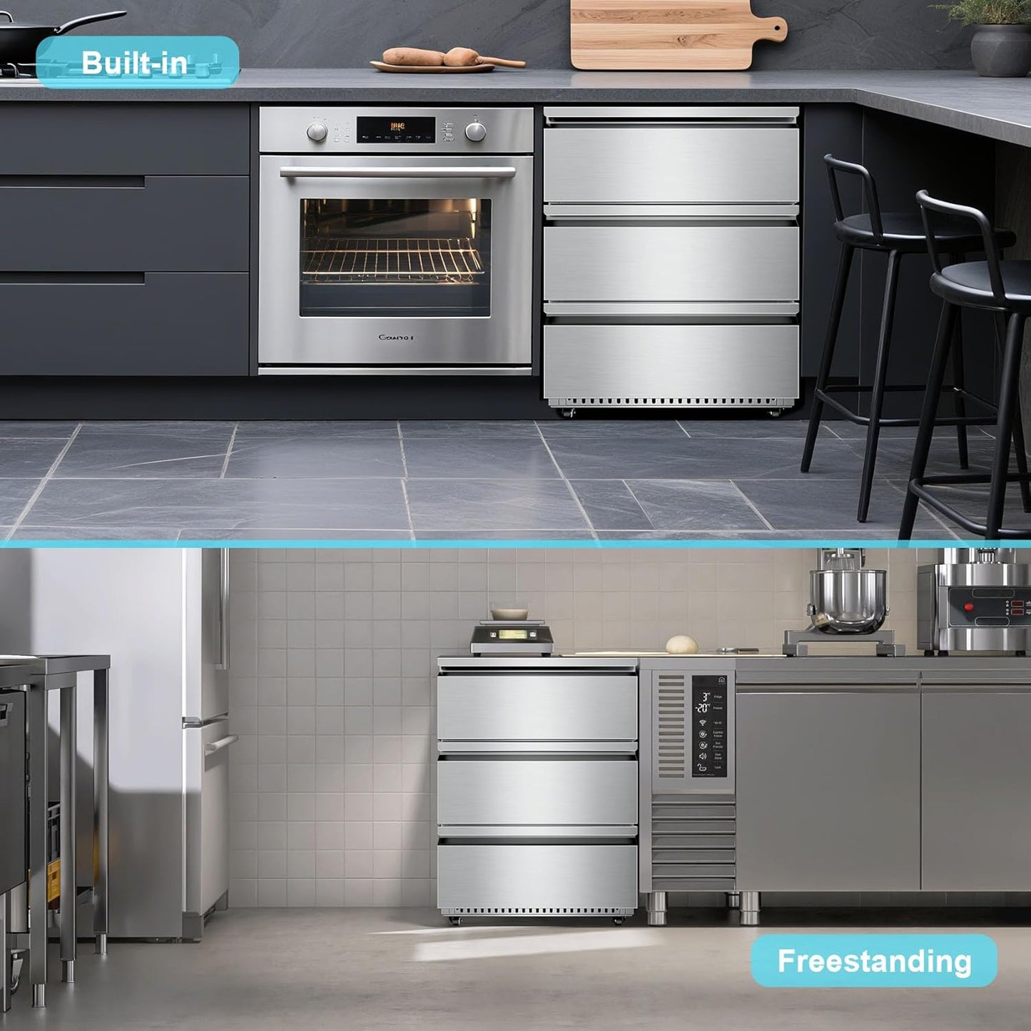 3-Drawer Stainless Steel Outdoor Under Counter Beverage Refrigerator Fridge