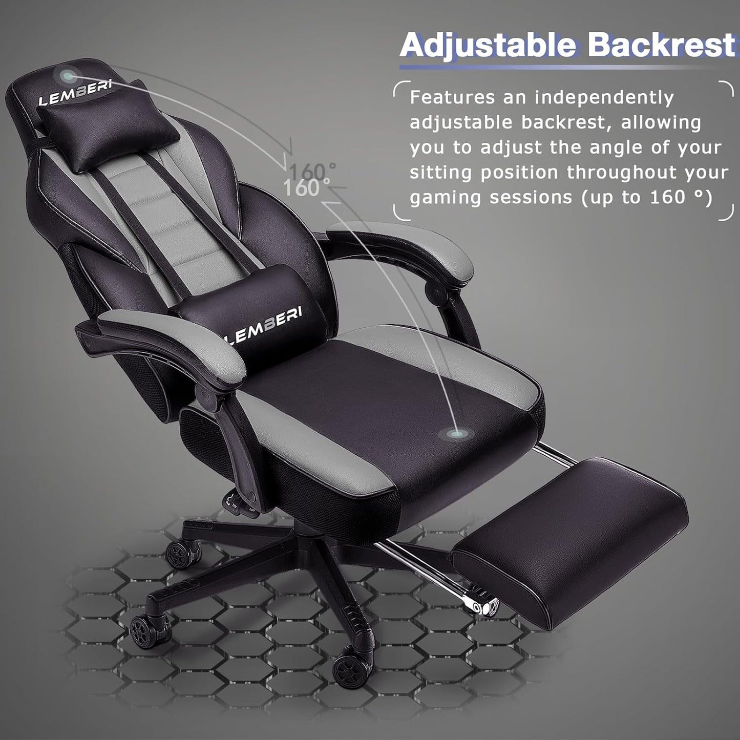 Gaming Chairs with Footrest,Ergonomic Video Game Chairs for Adults,Big and Tall Chair 400lb Weight Capacity, Racing Style Computer Gamer Chair with Headrest and Lumbar Support