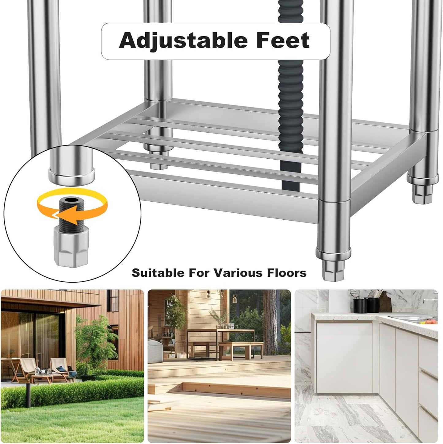 Stainless Steel Utility Sink, Single Bowl Set with Hot and Cold Faucet Water Pipe, Free Standing Commercial Sink for Kitchen Restaurant Laundry Garage Garden Backyard