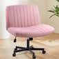 Armless Chair with Wheels, Armless Wide Cross Legged Office Desk Chairs, Fabric Rocking Swivel Computer Task Vanity Makeup Chair for Home Office