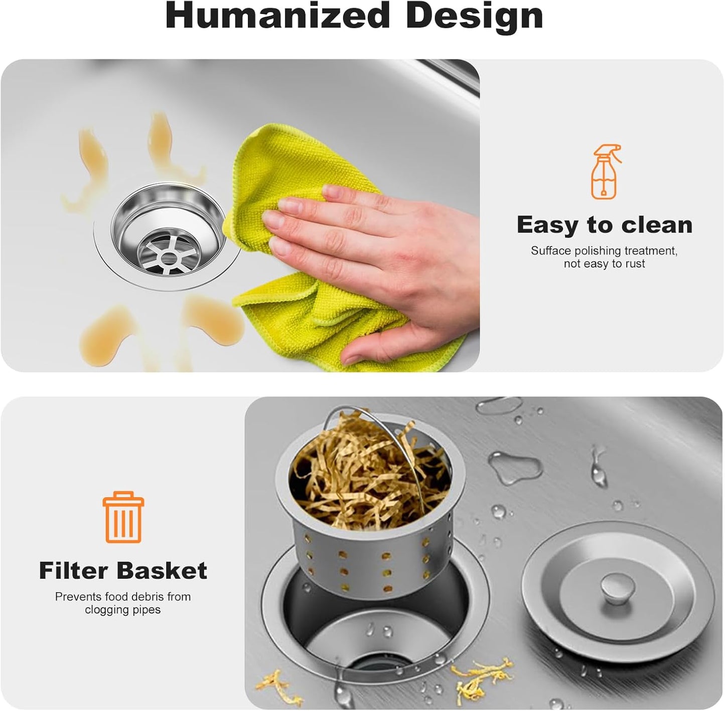 Stainless Steel Utility Sink, Single Bowl Set with Hot and Cold Faucet Water Pipe, Free Standing Commercial Sink for Kitchen Restaurant Laundry Garage Garden Backyard