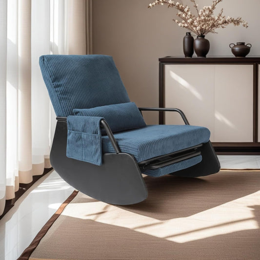 Rocking Chair for Nursery, Modern Upholstered Plush Seating Glider Recliner Chair with High Backrest and Side Pocket, Accent Armchair with Cushions for Living Room/Reading