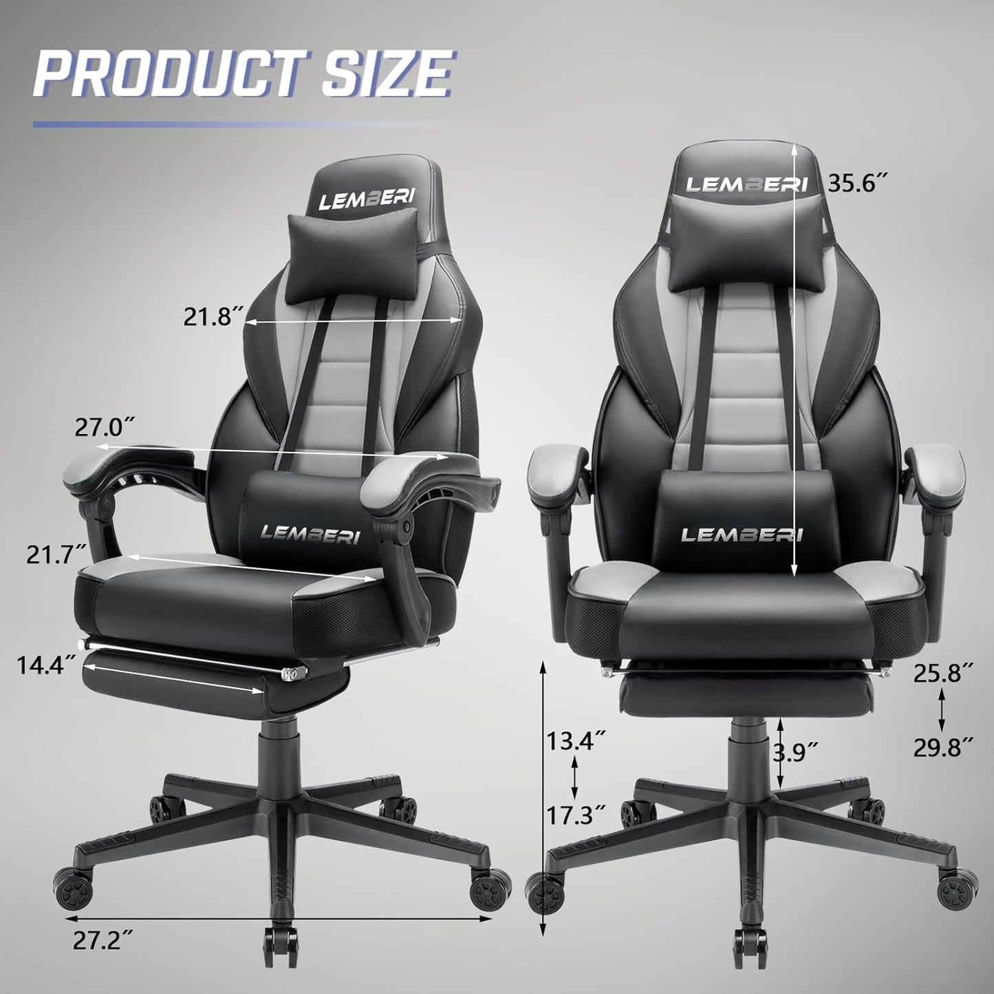 Gaming Chairs with Footrest,Ergonomic Video Game Chairs for Adults,Big and Tall Chair 400lb Weight Capacity, Racing Style Computer Gamer Chair with Headrest and Lumbar Support