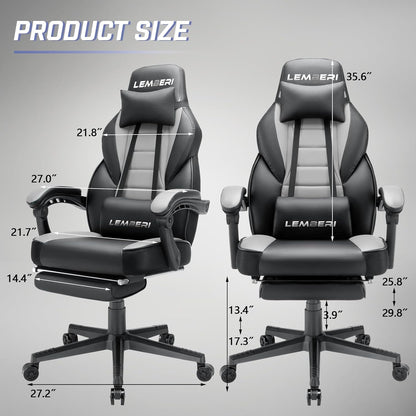 Gaming Chairs with Footrest,Ergonomic Video Game Chairs for Adults,Big and Tall Chair 400lb Weight Capacity, Racing Style Computer Gamer Chair with Headrest and Lumbar Support