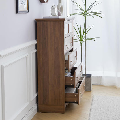 Vintage Style Wooden Chest of Drawers Storage Cabinet with Metal Ring Handles