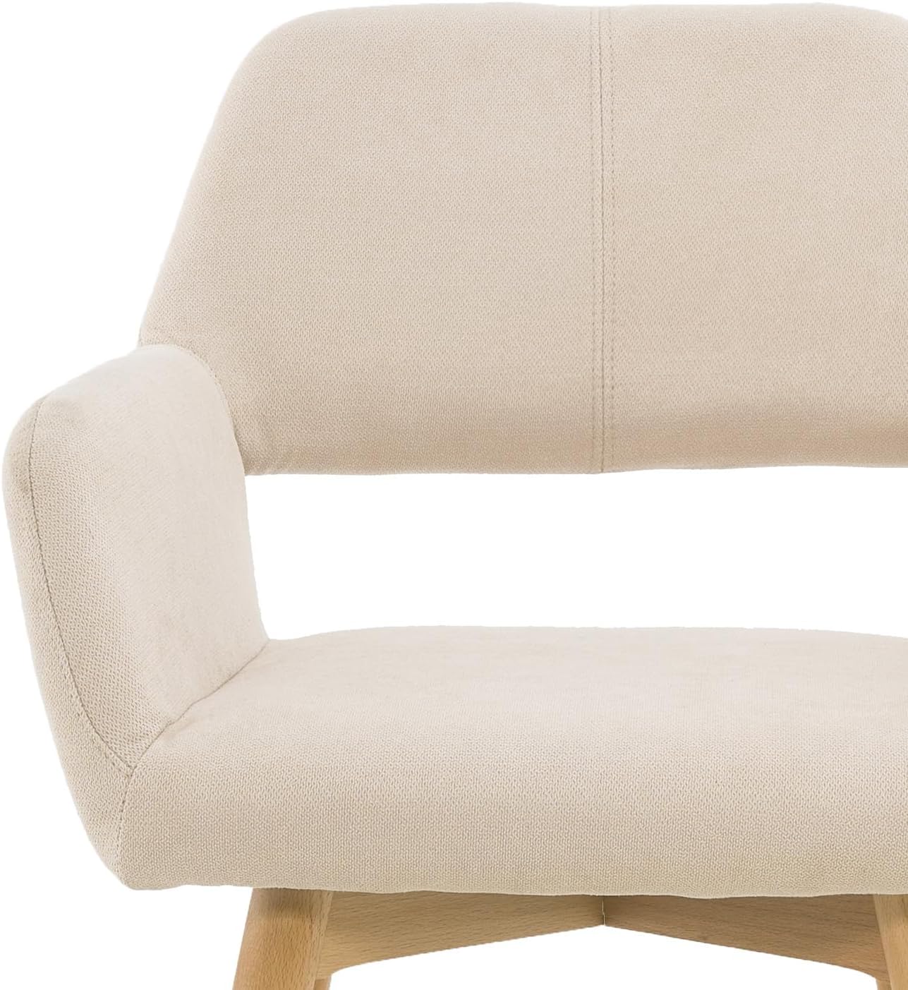 Mid Century Modern Dining Chairs Set of 2 Comfy Accent Chair Upholstered Kitchen Dining Living Room Chairs for Bedrooms Waiting Room Home Arm Desk Chair No Wheels (Beige, 2)