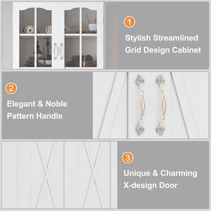 64” Kitchen Pantry Cabinets, White Freestanding Kitchen Pantry Storage Cabinet with Adjustable Shelves & Doors, Buffet Cupboards Sideboard Tall Storage Cabinet for Home Office Use