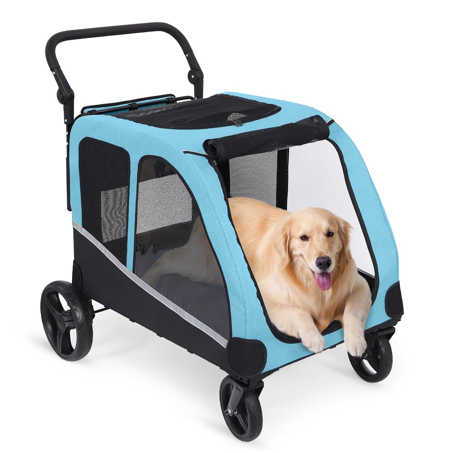 Dog Stroller For Large Dogs, Extra Large Pet Stroller For For Medium Dogs, Dog Stroller For 2 Dogs, Dog Wagon, Dog Carriage, Foldable Design, Adjustable Handle, With Pocket, Up To 160 lbs, Red