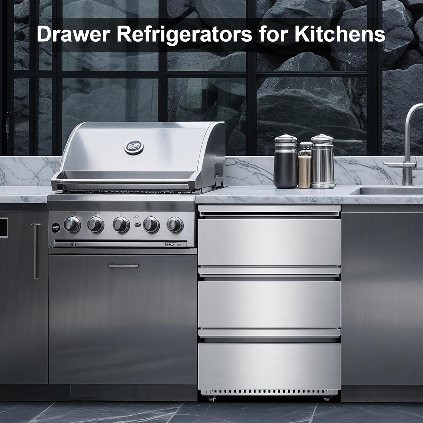 3-Drawer Stainless Steel Outdoor Under Counter Beverage Refrigerator Fridge