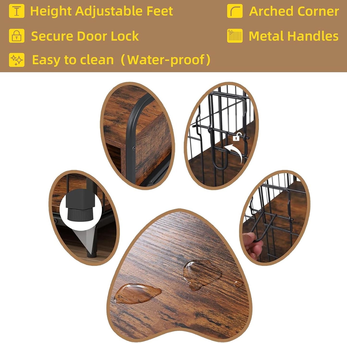 Small Dog Crate Furniture, Puppy Dog Kennel Indoor, Wood Dog Cage Table with Drawers Storage, Heavy Duty Dog Crate, Jaula para Perros, Sturdy Metal, 27.6" L×20.5" W×31.9" H
