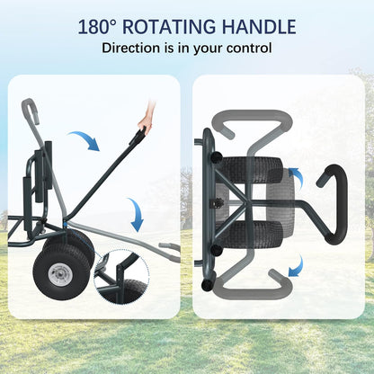 Fishing Cart Beach Carts Heavy Duty Foldable Collapsible Wagon with Big Wheels and Rod Holders 550 Pound Capacity 53.9"x26.4"x38.8"