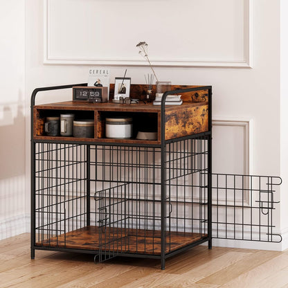 Small Dog Crate Furniture, Puppy Dog Kennel Indoor, Wood Dog Cage Table with Drawers Storage, Heavy Duty Dog Crate, Jaula para Perros, Sturdy Metal, 27.6" L×20.5" W×31.9" H