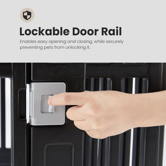 Dog Playpen 4-Panel 24" Safe & Secure Indoor/Outdoor Pet Fence Folding & Portable Ideal for Small to Medium Dogs Easy to Clean, Black