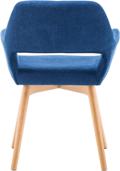 Mid Century Modern Dining Chairs Set of 2 & 4 & 6 Comfy Accent Chair Upholstered Kitchen Dining Living Room Chairs for Bedrooms Waiting Room Home Arm Desk Chair No Wheels (Blue, 2)
