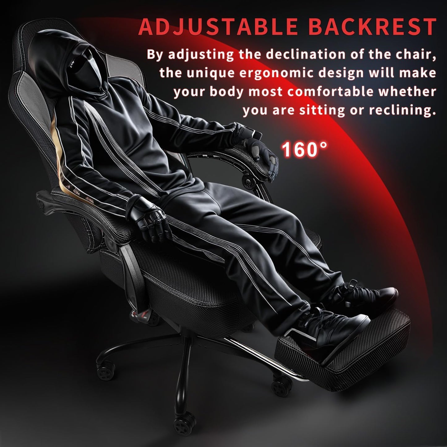 Big and Tall Gaming Chair 400lb Weight Capacity,Gamer Chairs for Adults,Video Game Chair wth Footrest,Racing Style Computer Gamer Chair with Headrest and Lumbar Support (Gray)