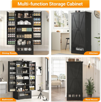 Pantry Cabinet with Adjustable Shelves and Drawer, Kitchen Cabinet Buffet Cupboards Storage for Home Office