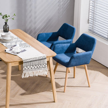Mid Century Modern Dining Chairs Set of 2 & 4 & 6 Comfy Accent Chair Upholstered Kitchen Dining Living Room Chairs for Bedrooms Waiting Room Home Arm Desk Chair No Wheels (Blue, 2)