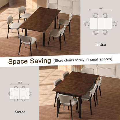 Extendable Dining Table for 4-6, 63" Modern Kitchen Table, Farmhouse Dining Room Tables for Dining, Kitchen, Office, Living Room, Rectangular Wooden Tables, Space Saving (Espresso)