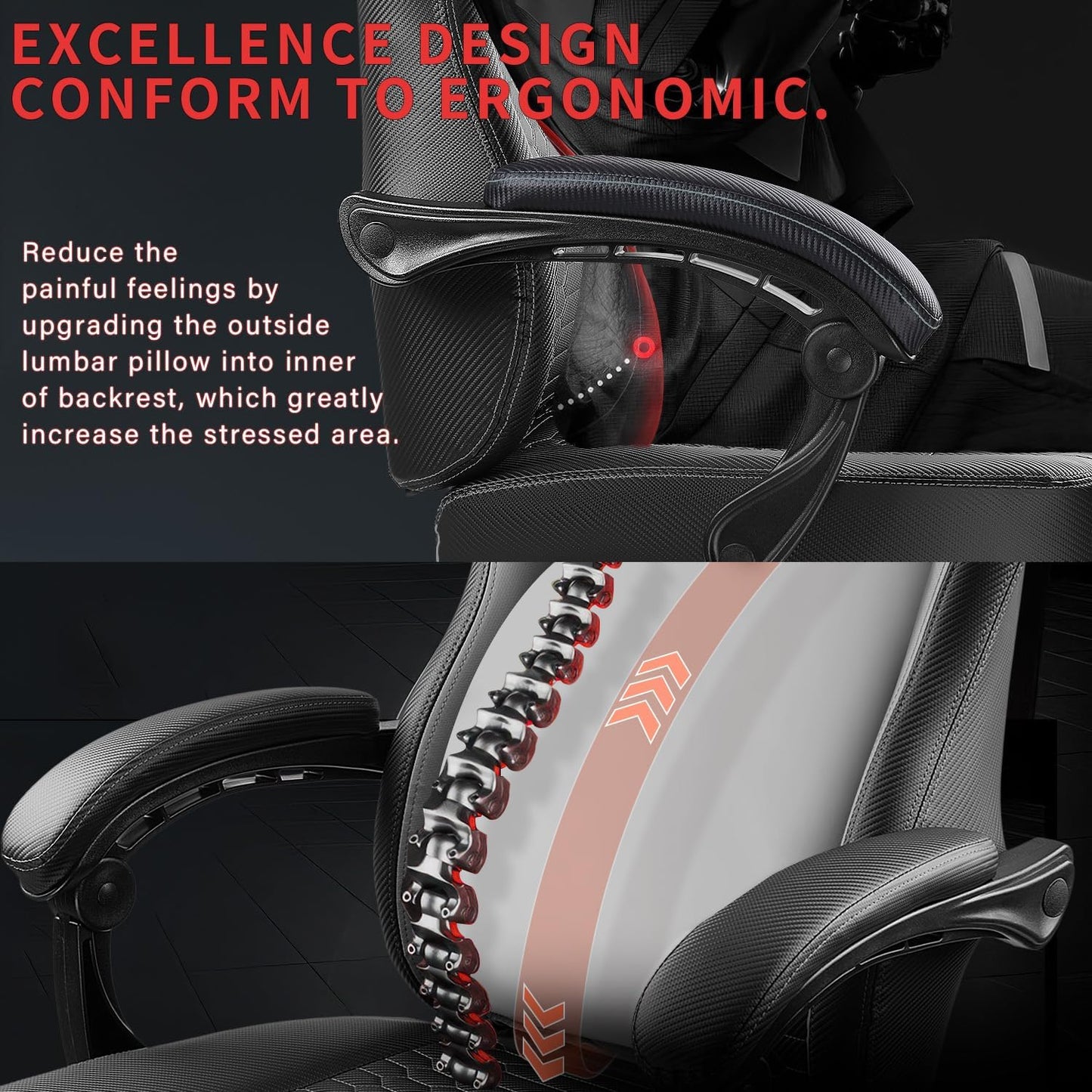 Big and Tall Gaming Chair 400lb Weight Capacity,Gamer Chairs for Adults,Video Game Chair wth Footrest,Racing Style Computer Gamer Chair with Headrest and Lumbar Support (Gray)
