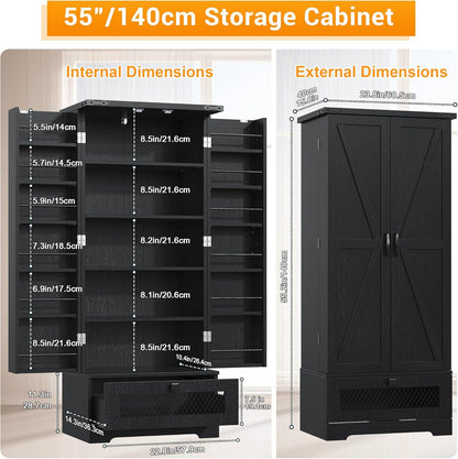 Pantry Cabinet with Adjustable Shelves and Drawer, Kitchen Cabinet Buffet Cupboards Storage for Home Office