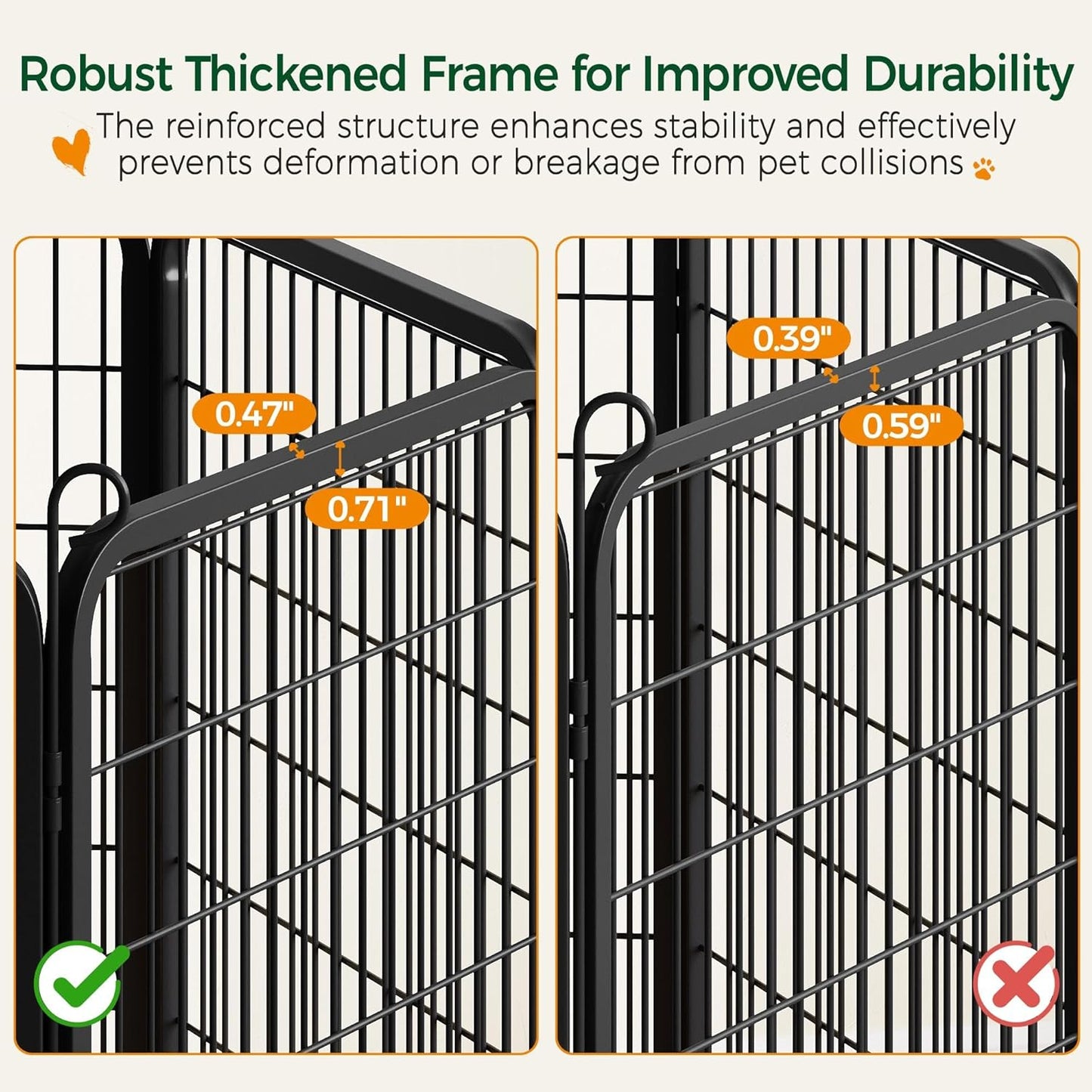 Dog Playpen Outdoor, 40 inch 8 Panels Dog Pen Indoor Heavy Duty Puppy Exercise Pen Metal Pet Fence for RV Camping/Yard/Garden