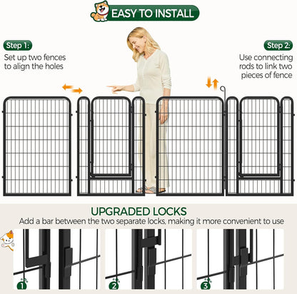 Dog Playpen Outdoor, 40 inch 8 Panels Dog Pen Indoor Heavy Duty Puppy Exercise Pen Metal Pet Fence for RV Camping/Yard/Garden