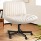 Armless Chair with Wheels, Armless Wide Cross Legged Office Desk Chairs, Fabric Rocking Swivel Computer Task Vanity Makeup Chair for Home Office