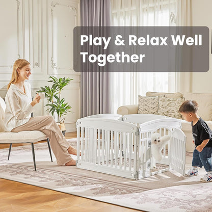Dog Playpen 4-Panel 24" Safe & Secure Indoor/Outdoor Pet Fence Folding & Portable Ideal for Small to Medium Dogs Easy to Clean, White