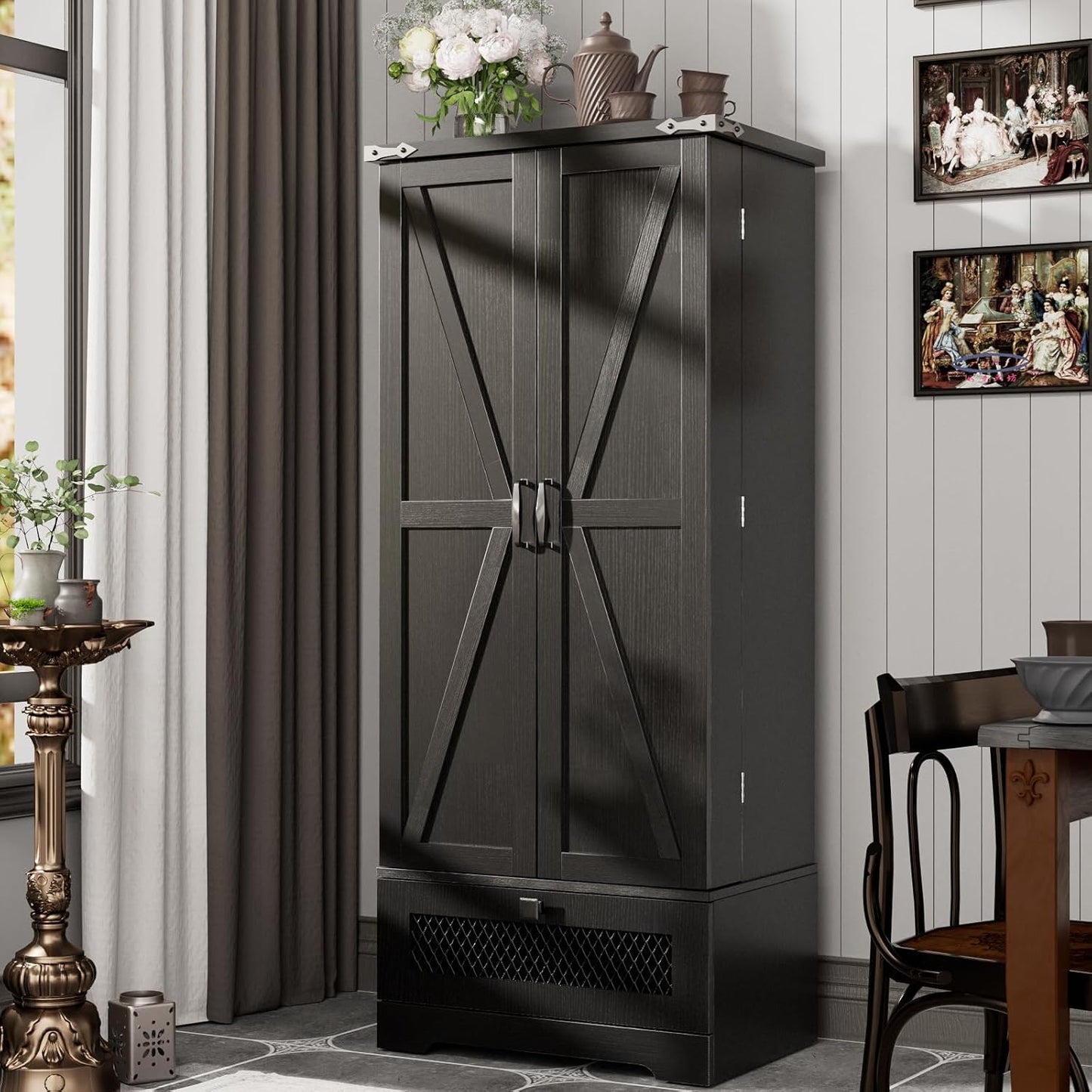 Pantry Cabinet with Adjustable Shelves and Drawer, Kitchen Cabinet Buffet Cupboards Storage for Home Office