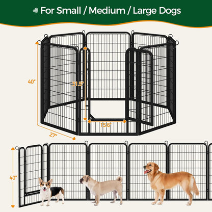 Dog Playpen Outdoor, 40 inch 8 Panels Dog Pen Indoor Heavy Duty Puppy Exercise Pen Metal Pet Fence for RV Camping/Yard/Garden