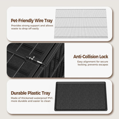 48" Heavy Duty Dog Crates for Large Dogs, Upgraded 4 Lockable Wheels, Removable Door, Dog Kennel Indoor, Max Load 300Lbs, Easy to Clean, Removable Tray, XL Dog Cage for Large and Medium Dogs