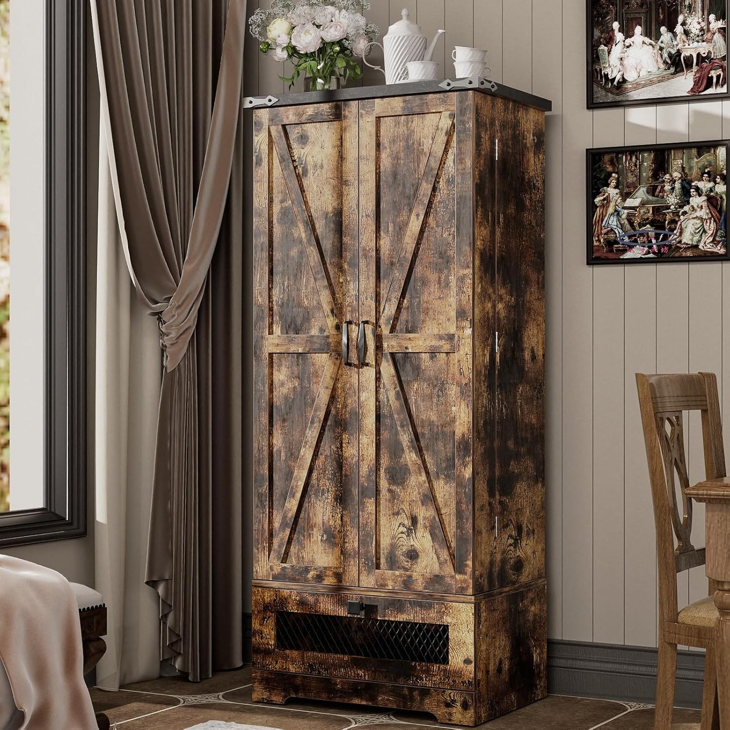 Pantry Cabinet with Adjustable Shelves and Drawer, Kitchen Cabinet Buffet Cupboards Storage for Home Office