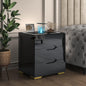 Black Smart Nightstand with Wireless Charging Station & USB Charging, High Gloss Smart Bedside Table with Adjustable LED Lights, End Table Organizer for Bedroom Living Room Office Use