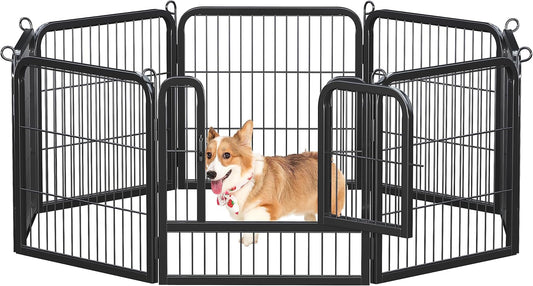 24 inch 8 Panels Dog Pen Indoor Heavy Duty Puppy Exercise Pen Metal Pet Fence for RV Camping/Yard/Garden