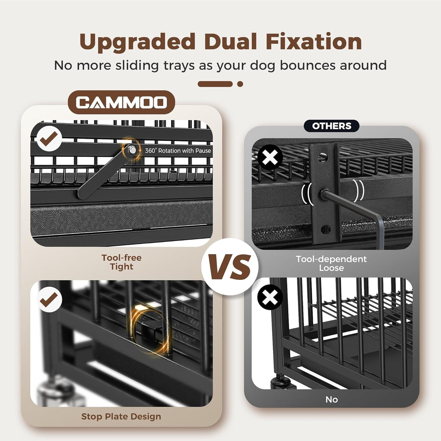 48" Heavy Duty Dog Crates for Large Dogs, Upgraded 4 Lockable Wheels, Removable Door, Dog Kennel Indoor, Max Load 300Lbs, Easy to Clean, Removable Tray, XL Dog Cage for Large and Medium Dogs