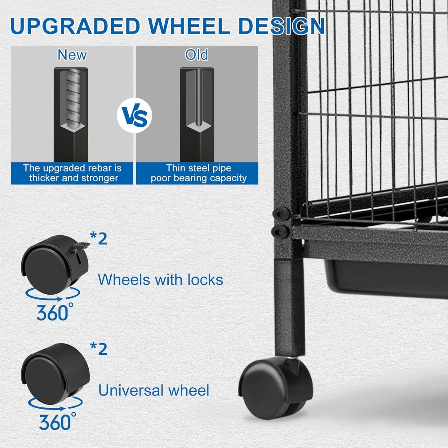 45''H Metal Small Animal Cages, Rolling Chinchilla Cage with Removable Ramps, Lagre Critter Nation Cage for Chinchillas/Guinea Pigs/Rabbit, Ferret Cages with Hammock & 4 Tiers, Black