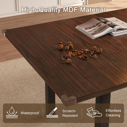 Extendable Dining Table for 4-6, 63" Modern Kitchen Table, Farmhouse Dining Room Tables for Dining, Kitchen, Office, Living Room, Rectangular Wooden Tables, Space Saving (Espresso)