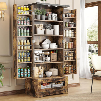 Pantry Cabinet with Adjustable Shelves and Drawer, Kitchen Cabinet Buffet Cupboards Storage for Home Office