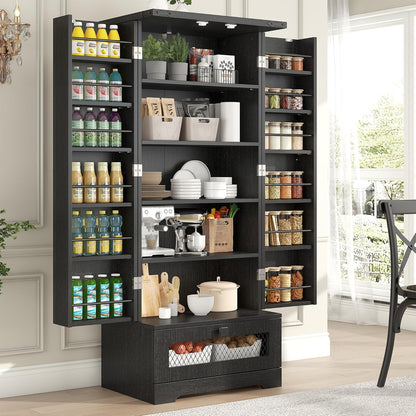 Pantry Cabinet with Adjustable Shelves and Drawer, Kitchen Cabinet Buffet Cupboards Storage for Home Office