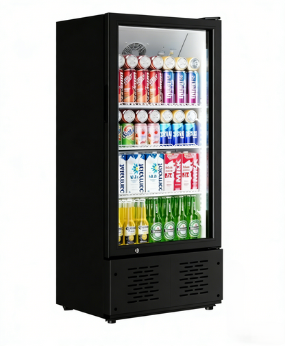 Black & White Commercial Glass Door Refrigerator Display Cooler Merchandiser