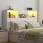 Full/Queen Headboard with Storage Shelf and Drawers, Morden White Headboard with Charging Station & LED Lights, Wood Deep Bookcase Headboards for Bedroom, 2 Tiers Storage, White