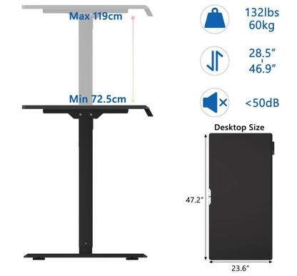 Electric Standing Desk,48"x24"H Adjustable Table,Sit Stand Table for Home Office