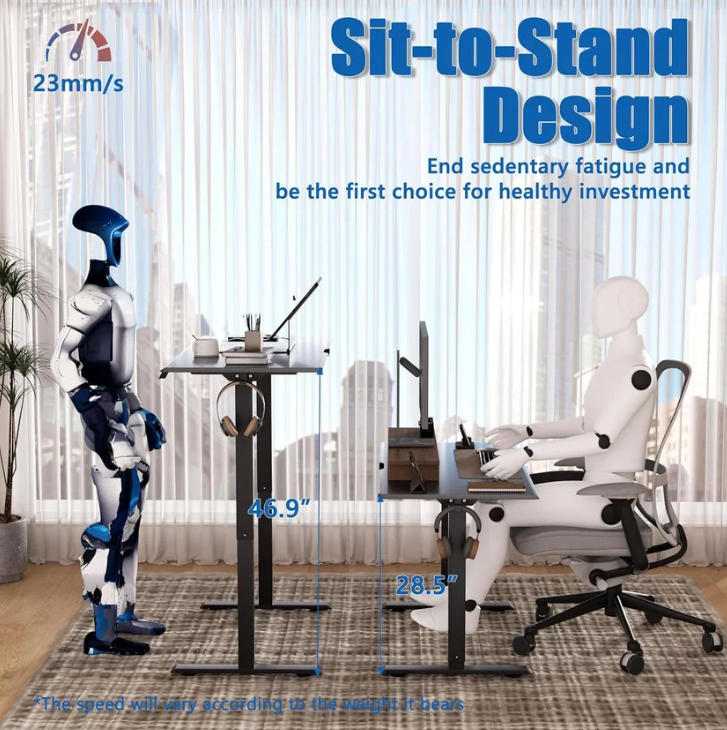 Electric Standing Desk,48"x24"H Adjustable Table,Sit Stand Table for Home Office
