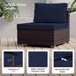Wicker Patio Conversation Seating Set with Navy Blue Cushions